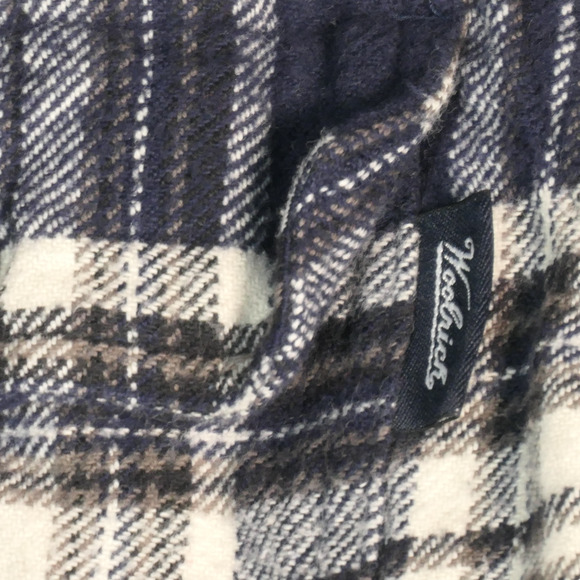 Woolrich Flannel Shirt Men Small Blue Pockets 100% Cotton Long Sleeve Plaid - Picture 6 of 9
